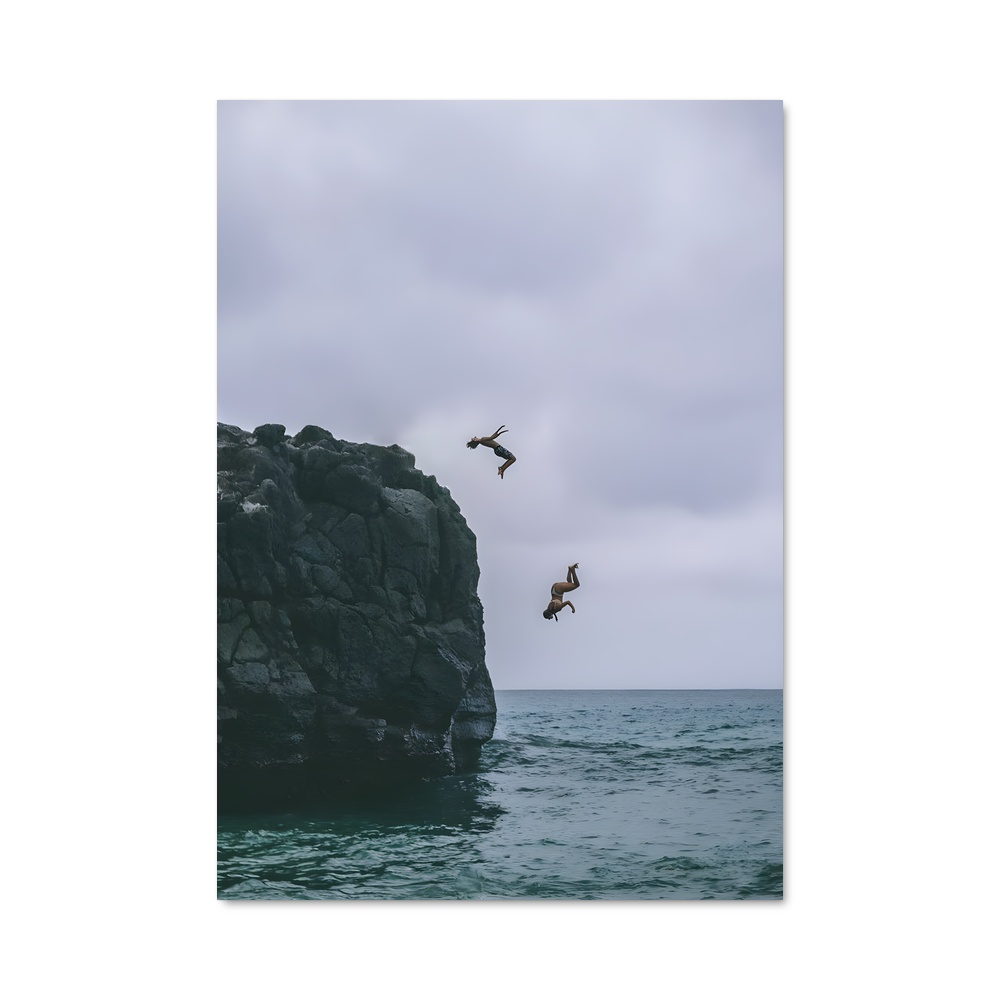 Poster Cliff diving mêlées – affiche Plongeon de falaise